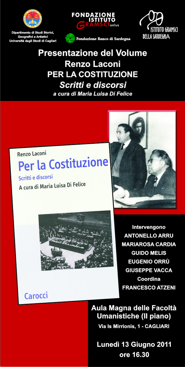 Presentazione del Volume Renzo Laconi "PER LA COSTITUZIONE" Scritti e discorsi, a cura di M. Luisa Di Felice